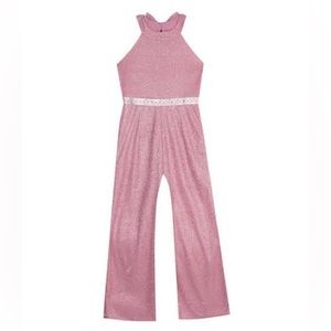 Girl’s Sparkle Halter Jumpsuit Size 14.   0339